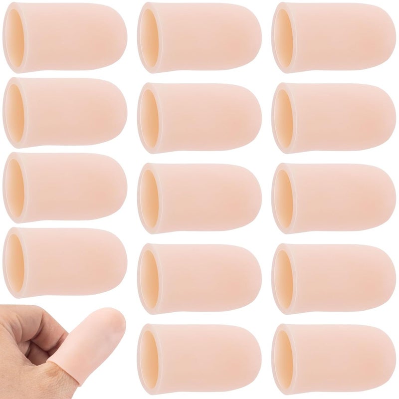 SmallCat 14PCS Silicone Finger Protectors, Gel Finger Support Cots, Short Fingertips Protection, Finger Sleeves, Short Thumb Guard for Finger Arthritis Cracking Pain Relief- Skin Color - Image 1